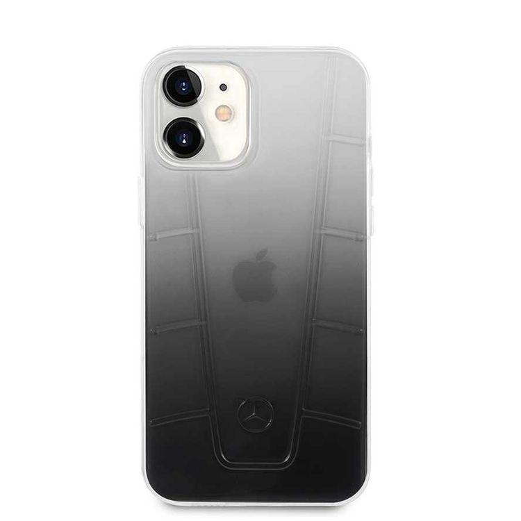 CG MOBILE Mercedes-Benz Transparent Phone Case Embossed 2 Compatible for iPhone 12 Mini (5.4 ) Officially Licensed - Black Gradient