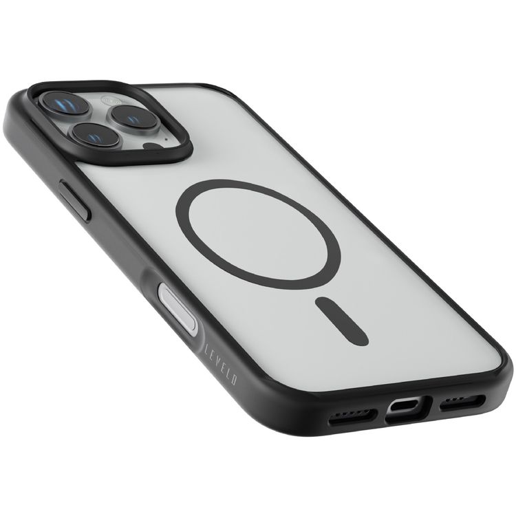 Levelo MagSafe Solo Case for iPhone 16 Pro Max, Clearview Technology, 3H Scratch Resistance, Hybrid Construction - Black