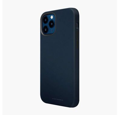 Viva Madrid Ferro Liquid Silicone Back Case with Micro-Fibre Lining & Embedded MagSafe Magnet, Shock Absorbent Full Protection Compatible for iPhone 12 Pro Max 6.7" - Blue