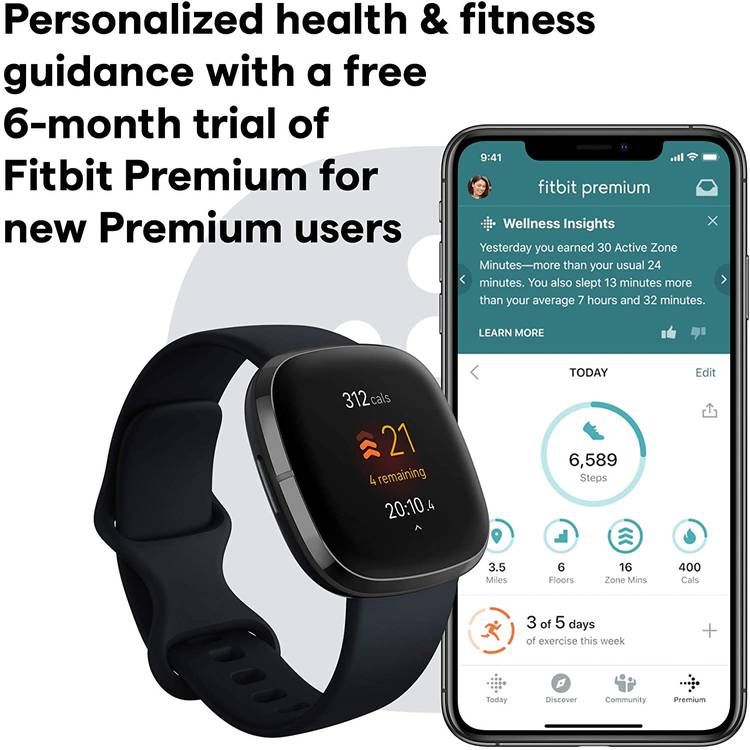Fitbit Sense Health & Fitness Smartwatch Wristband with Built-in GPS, Tools for Heart Health, 24/7 Heart Rate, Stress Management & Skin Temperature Trends, Water Resistant
