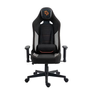 Porodo Gaming Professional Gaming Chair with Fabric+PU+Suede Covered Form, 2D Armrest, Lumbar Pillow Support, 160° Adjustable Backrest, Headrest Support - Black