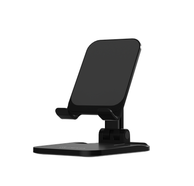 Devia Desktop Folding Stand For Phone, Anti-Slip Design, Safe & Secured, Portable Stand for Smartphones  Bedside, Office, Kitchen Table - Black