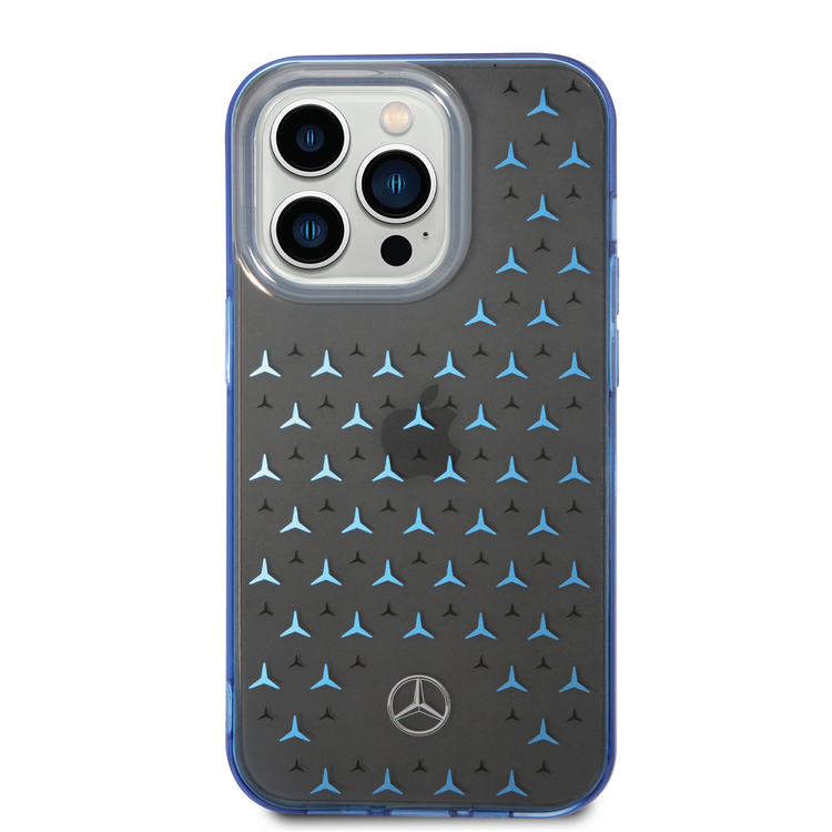 Mercedes-Benz Double Layer PC/TPU Case with Large Star Pattern iPhone 14 Pro Compatibility - Black / Blue