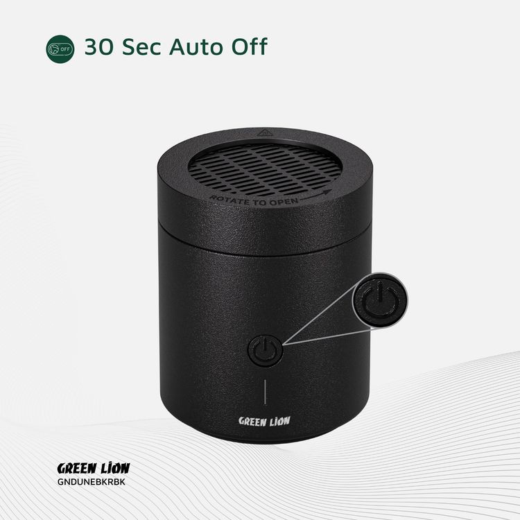 مبخرة بخور الكثبان الرملية من جرين ليون بسعة بطارية 2000 مللي أمبير، مادة PA66 والنايلون، درجة حرارة تسخين 300-400 درجة مئوية، وقت شحن 2 ساعة، منفذ شحن من النوع C، رائحة قوية، ملقط متضمن - أسود