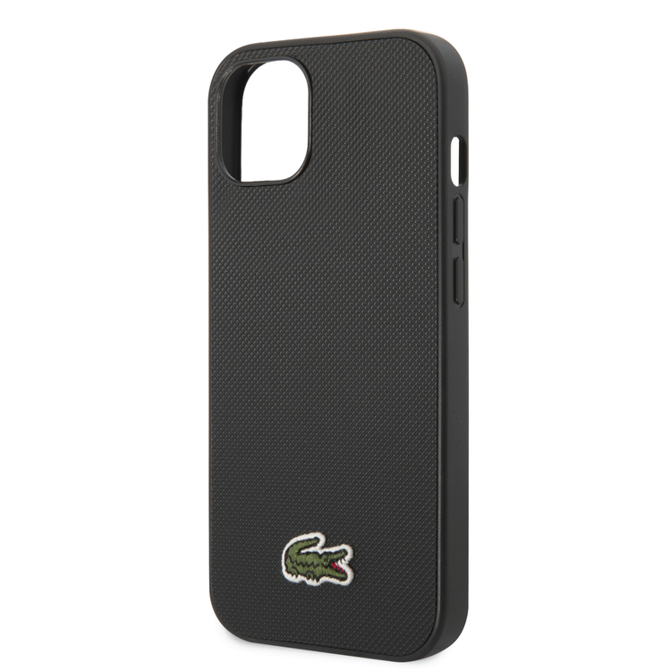 Lacoste Hard Case Iconic Petit Pique PU Woven Logo Estragon Compatible with iPhone 14 - Black