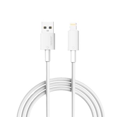 كابل بورودو USB A إلى Lightning PVC بطول 3 متر، 480 ميجابت في الثانية، 2.4 أمبير، عمر افتراضي يزيد عن 15000 ثنية، خالٍ من التشابك - أبيض