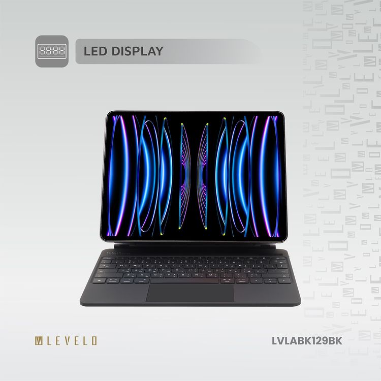 Levelo AeroBoard Saffanio Leather Wireless Keyboard for iPad Pro 11" & iPad Air 11" M3 (2025) with Multi-Gesture Trackpad, 300 Hours Standby Time, Up to 130° Adjustable Angle - Black