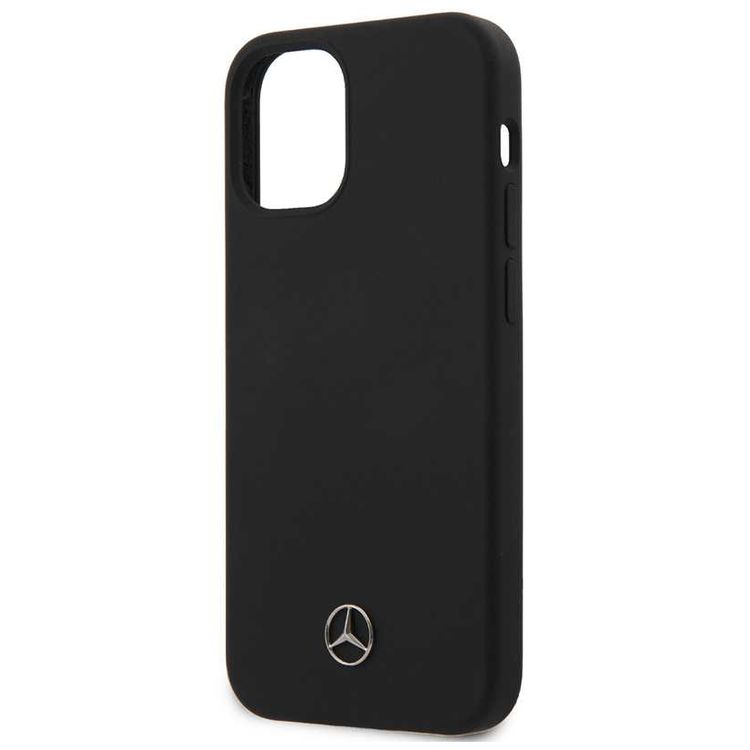 CG Mobile Mercedes-Benz Liquid Silicone Case with Microfiber Lining Compatible for iPhone 12 Mini (5.4") - Black