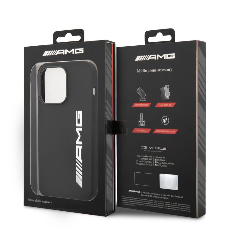 AMG Liquid Silicone Case with Colorful AMG Logo Bumper ProtectioniPhone 14 Pro Max Compatibility - White