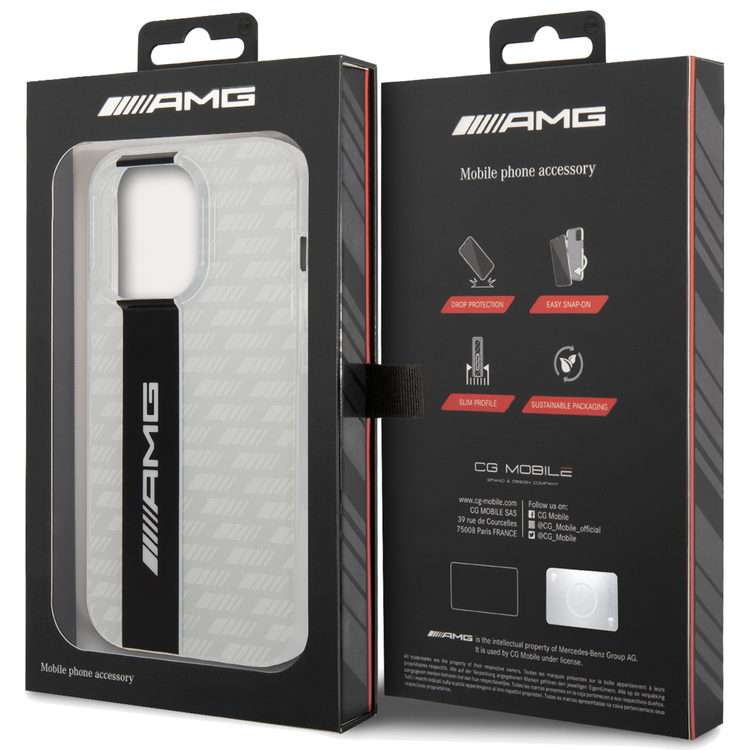 AMG Transparent Double Layer Case with Carbon Pattern II Anti-Explosion/Crystal Case iPhone 14 Pro Max Compatibility - White