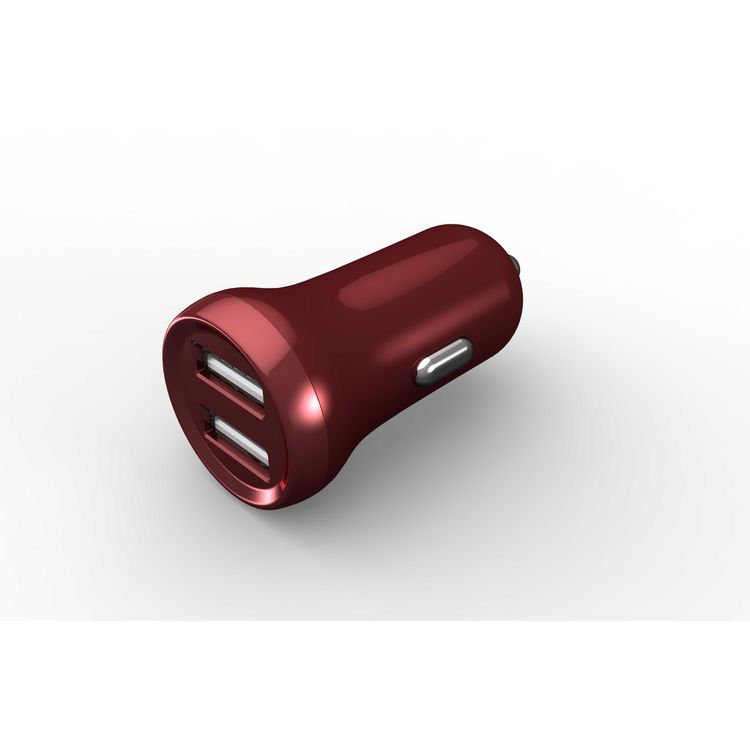 بورودو شاحن سيارة ميني بمنفذين 2.4 أمبير - أحمر