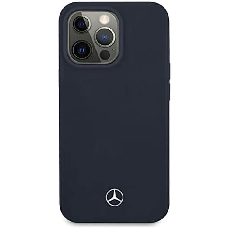 حافظة صلبة من السيليكون السائل من مرسيدس بنز ماجسيف لهاتف آيفون 14 برو - أزرق
