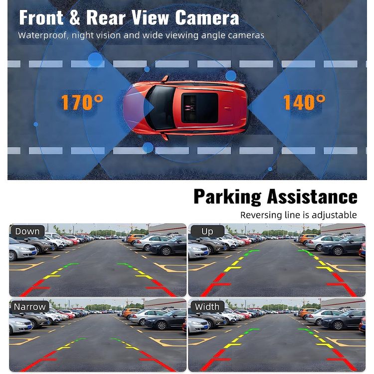 مسجل مرآة الرؤية الخلفية عالي الدقة من CLAYTON Round HD، وCarplay اللاسلكي وAndroid Auto