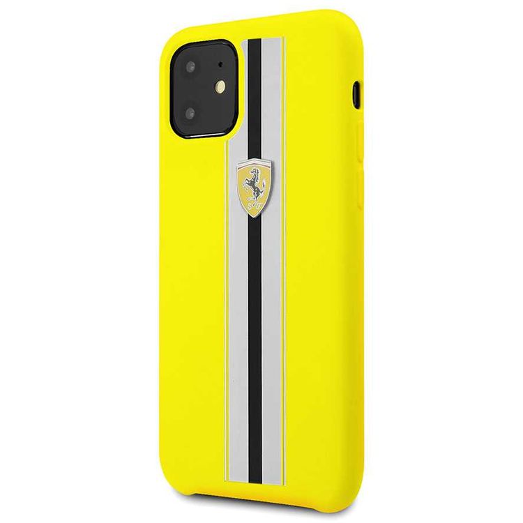 CG MOBILE Silicone Phone Case On Track & Stripes Compatible for iPhone 11 (6.1") Drop Protection Mobile Case Officially Licensed - Yellow