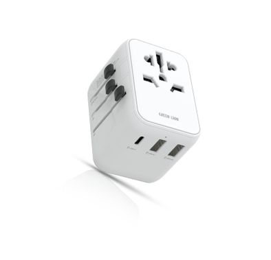 Green Lion 12 W Universal Travel Adapter, Short Circuit Protection, 2500W Max Rating, Super Compact, Travel Frindly - White
