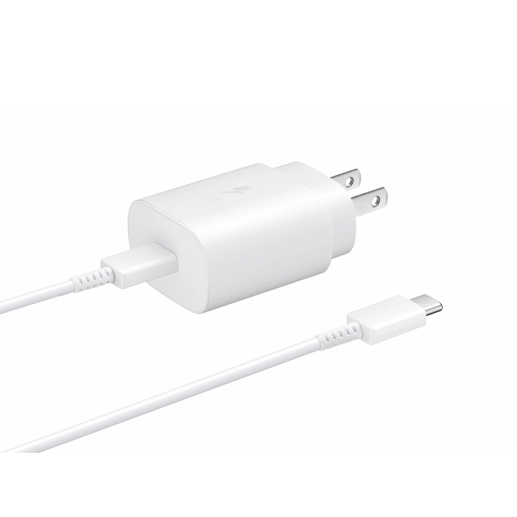 Samsung 25W PD USB-C Adapter 2 pin, Supports super fast charging with 25 watts  - White