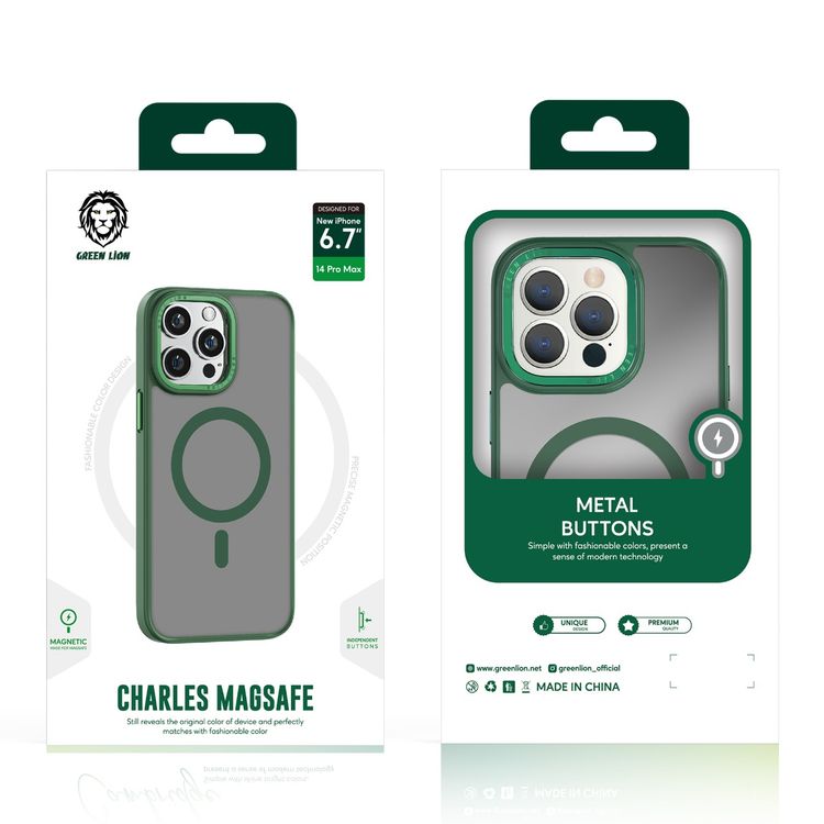 Green Lion Charles Magsafe Case for iPhone 14 Pro Max - Purple