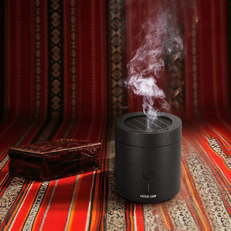 مبخرة بخور الكثبان الرملية من جرين ليون بسعة بطارية 2000 مللي أمبير، مادة PA66 والنايلون، درجة حرارة تسخين 300-400 درجة مئوية، وقت شحن 2 ساعة، منفذ شحن من النوع C، رائحة قوية، ملقط متضمن - أسود