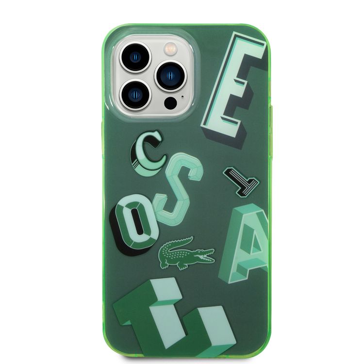 Lacoste Hard Case IML Double Layer & Dyed Bumper Lettrines Compatible with iPhone 14 Pro Max - Green