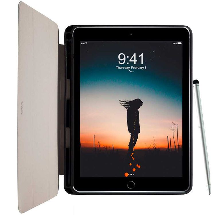 Viva Madrid Elegante Folio Case w/ Tailored Pencil Holder Compatible for iPad Pro 11" (2018) Type Handsfree w/ Smart Type Mode - Multi-Fold Integrated Stand - Anti-Scratch - Brown