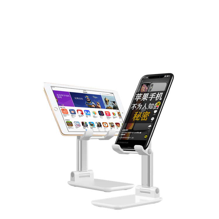 Devia Desktop Tablet Phone Stand, Adjustable, Lazy Stand, Anti-Slip Design, Safe & Secured, Portable Stand for Smartphones, Tablet, etc., Bedside, Office, Kitchen Table - White