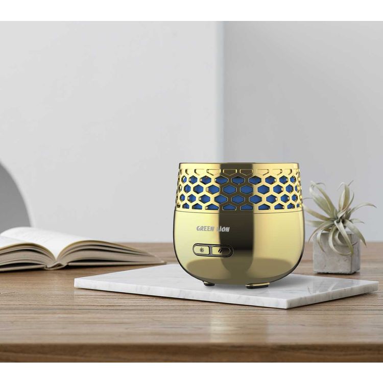 مبخرة بخور لوكس من جرين ليون، 2500 مللي أمبير، مدمجة ومحمولة، شحن من النوع C، وقت عمل 30 دقيقة، ضوء LED، مروحة توربو، وقت الشحن 2 ساعة - ذهبي