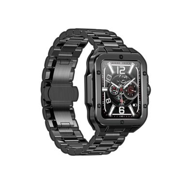 Swiss Military Alps 2, 1.85" HD Display, 4GB Built-in Memory, Workout Detection, Blood Pressure & Oxygen Level Monitoring, Make and Receive Calls - Gunmetal Frame and Gun Stainless Steel Strap  
