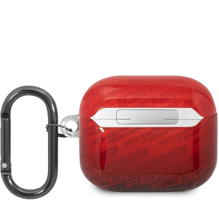 حافظة CG MOBILE Ferrari بتصميم نمط Scuderia Ferrari متوافق مع Airpods 3 - أحمر