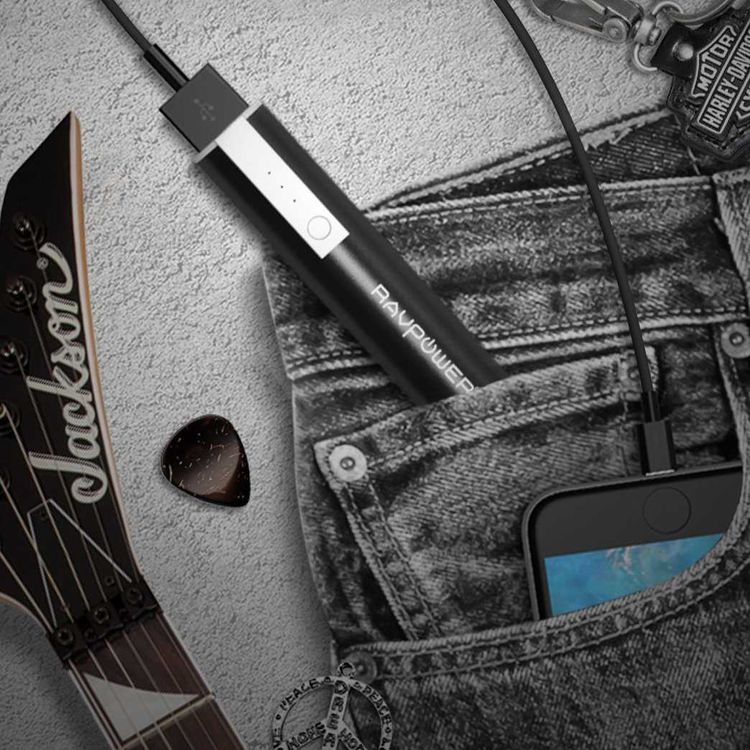 RAVPower 3350mAh Luster Portable Charger Power Bank 3350mAh with iSmart Fast Charging Technology - Sleek Mini Powerbank Ergonomic Clip Design with Multiple Protection - Black