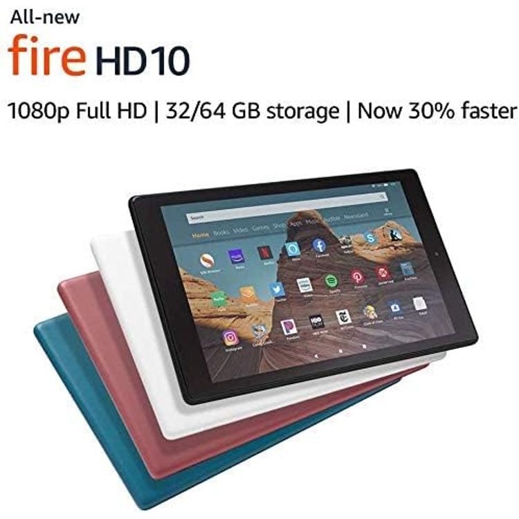 جهاز Amazon Fire HD 10 اللوحي الجديد الجيل التاسع (شاشة 10.1 بوصة بدقة 1080 بكسل عالية الدقة بالكامل) 32 جيجابايت
