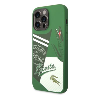 Lacoste Hard Case Liquid Silicone / Microfiber Patchwork B, Compatible with iPhone 14 Pro Max - Green