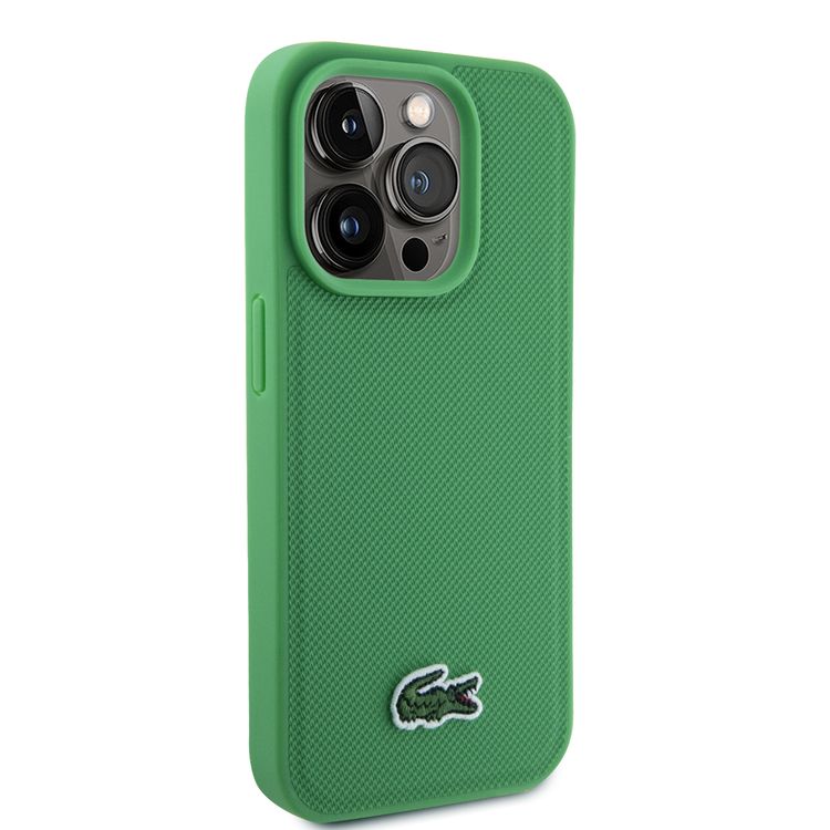 Lacoste HC MagSafe Iconic Petit Pique PU Woven Logo for iPhone 15 Series - Green - iPhone 15 Pro