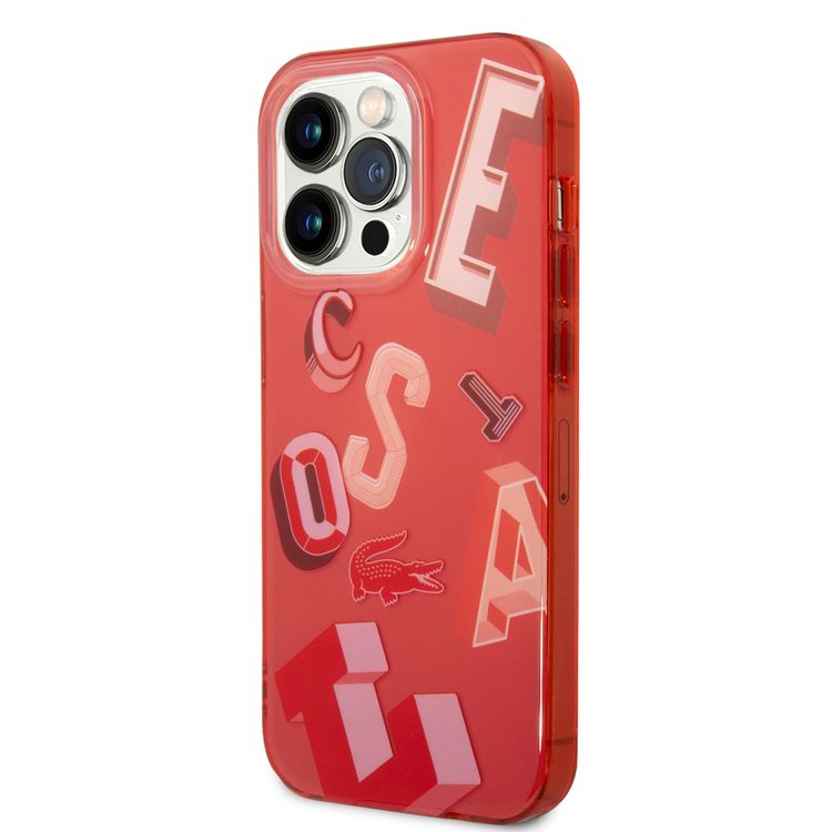 Lacoste Hard Case IML Double Layer & Dyed Bumper Lettrines Compatible with iPhone 14 Pro - Red