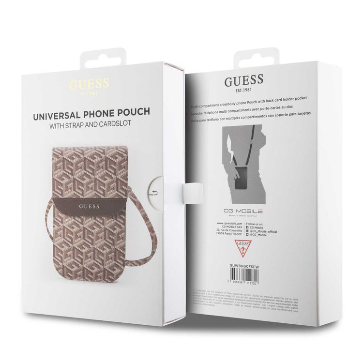 Guess Gcube Stripe Wallet Bag - Brown