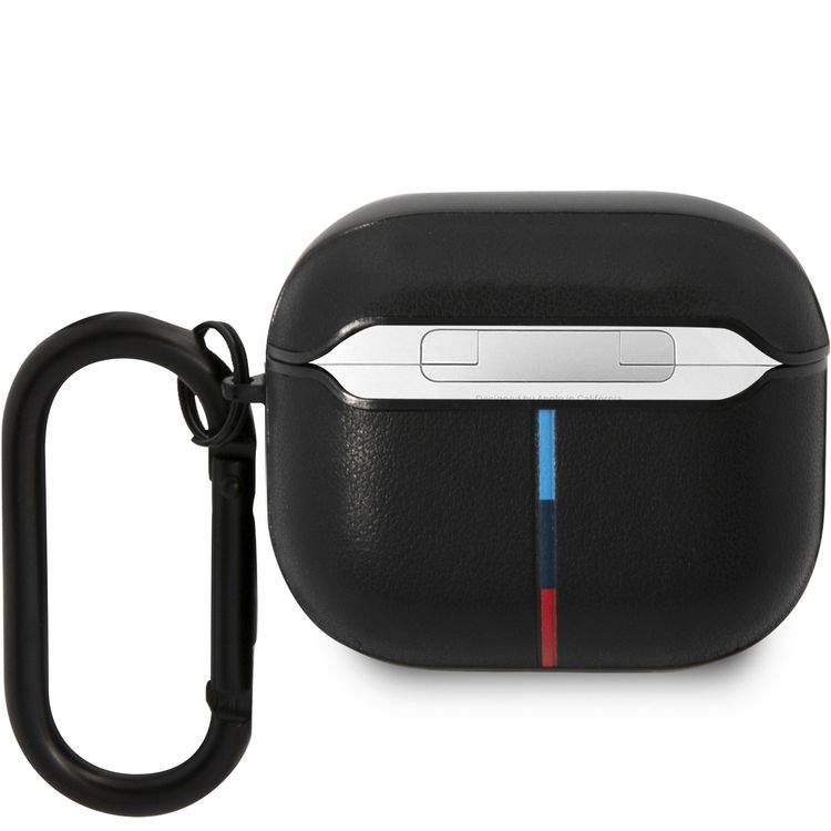 CG MOBILE BMW Motorsport Collection PU Leather Case With Curved Line Printed Logos Protective Cover / Accurate Cutouts / Premium Leather Compatible With Airpods 3 - Black