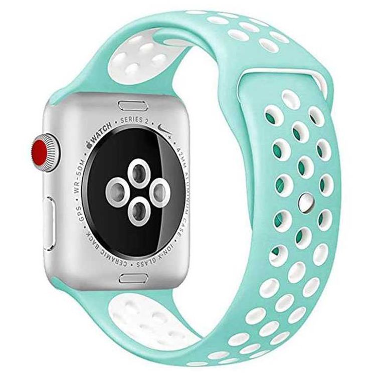 iGuard by Porodo Nike Watch Band, Fit & Comfortable Replacement Wrist Band, Adjustable Straps Compatible for Apple Watch 40mm / 38mm - Mint Green / White