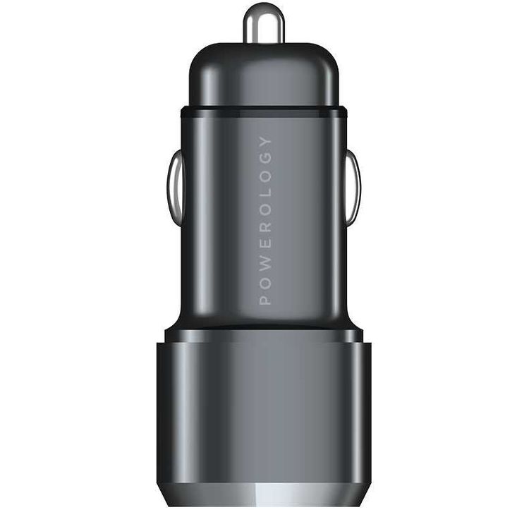 Powerology USB C Car Charger, Aluminum 36W 2 Port Type C PD Fast Charging 18W Power Delivery and Quick Charge 3.0 Compatible with Smartphones