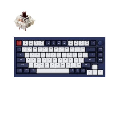 Keychron Q1 QMK Gateron G-PRO Switch Mechanical RGB Keyboard, Knob, Blue Switch and Costom Hot-swappable - Navy Blue