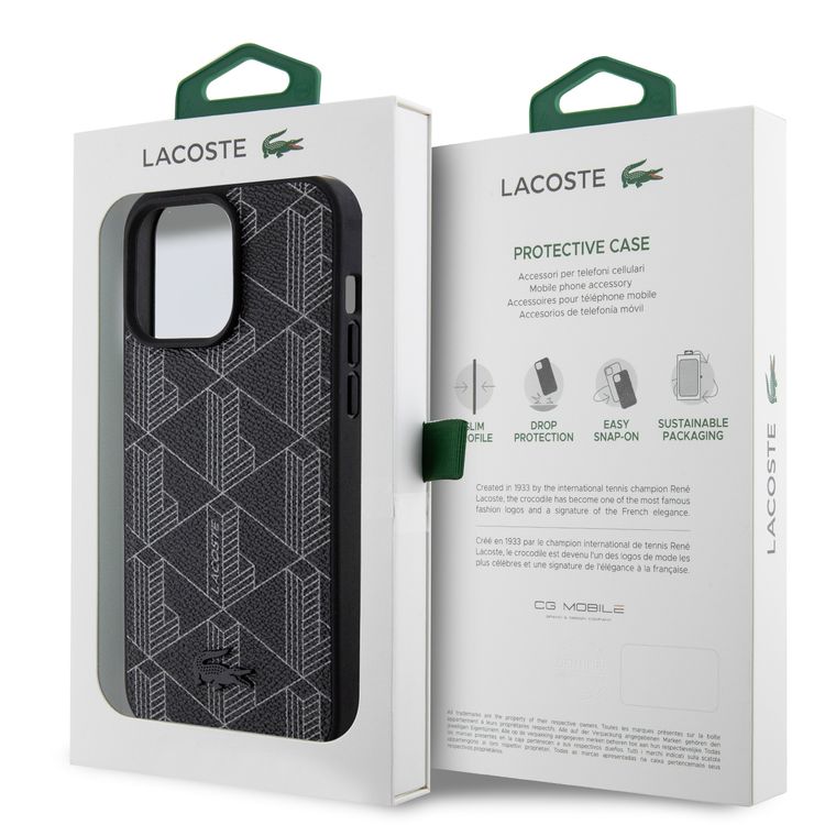 Lacoste iPhone 15 Pro Max For HC Magsafe PU The Blend Monogram - Black