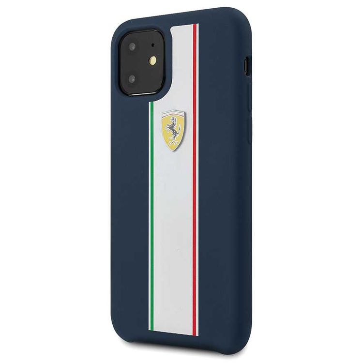 CG MOBILE Silicone Phone Case On Track & Stripes Compatible for iPhone 11 (6.1") Drop Protection Mobile Case Officially Licensed - Navy
