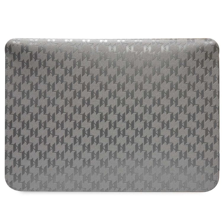 Karl Lagerfeld Saffiano Mono Plaque Computer Sleeve 14  - Gray