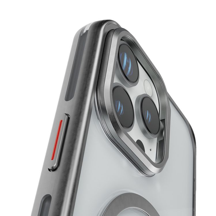 كفر حمية Levelo Elio PC مع حامل حلقي للكاميرا لهاتف iPhone 16 Pro Max، حامل مدمج، متوافق مع MagSafe - فضي 