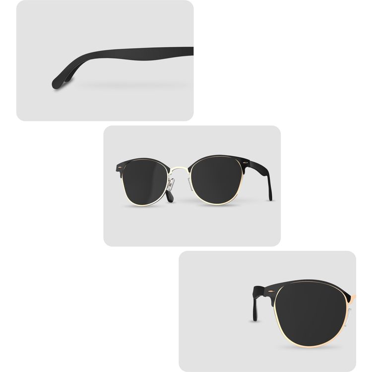 نظارات شمسية من غرين للحماية من الأشعة فوق البنفسجية ، شفافة ، مقاومة للاهتراء ، مفصلة معدنية ، عدسات عالية الجودة ، أرجل مرآة منحنية ، خفيفة الوزن ومريحة للارتداء - أسود