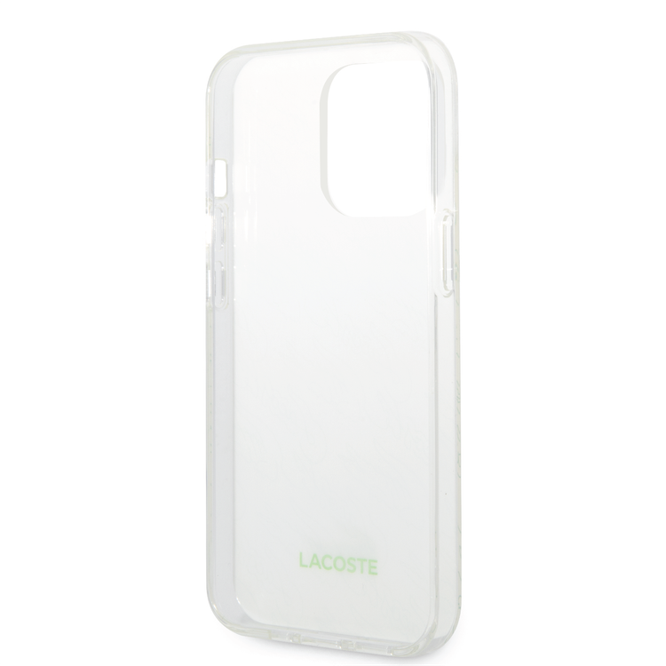 Lacoste Hard Case IML Double Layer & Dyed Bumper Signature Pattern - iPhone 14 Pro - White