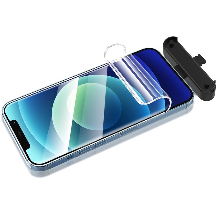 واقي شاشة  من غرين 360 درجة زيرو سينس نانو عالي الدقة من مادة بولي يوريثان الحراري متوافق مع ايفون 12 برو ماكس (6.7 بوصة) ، مضاد لبصمات الأصابع ، مقاوم للصدمات ومقاوم للصدمات وممتص، واقي خلفي - شفاف