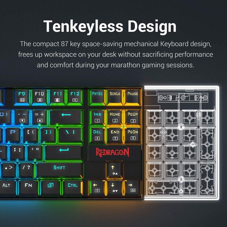 Redragon K552RGB Mechanical Gaming Keyboard with RGB Backlit | Spill Resistant Design Wired Mechanical Keyboard
