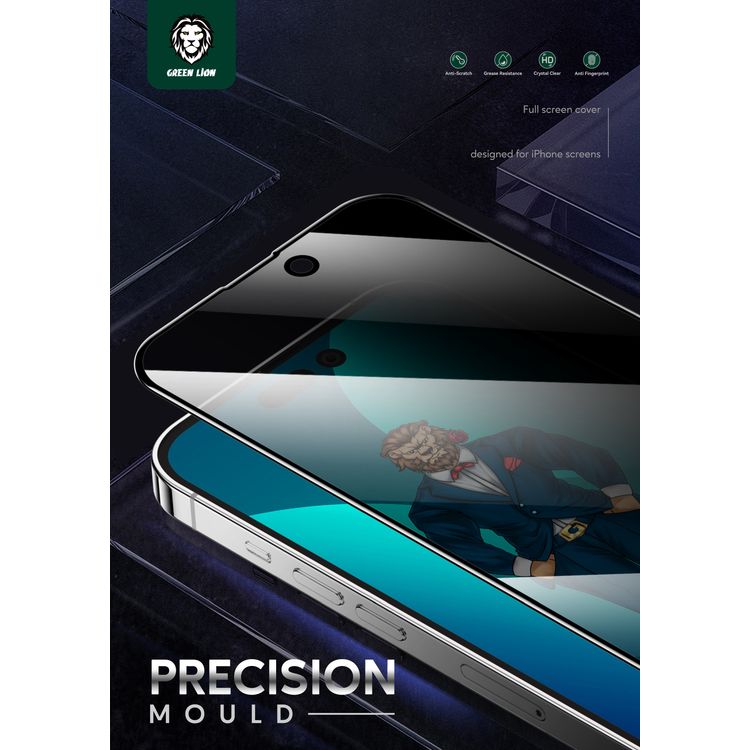 Green 3D Scratch Free Round Edge Glass Screen Protector iPhone 14 Pro Compatibility - Clear