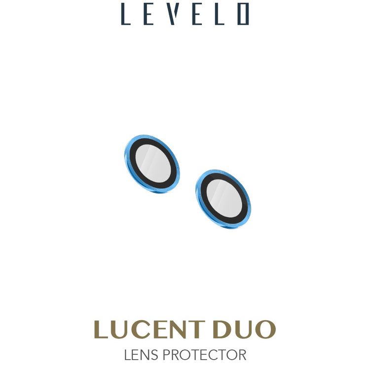 LEVELO واقي عدسة Lucent Duo متوافق مع آيفون 13 ميني و13 (قطعتين)، صلابة 9H، خالي من الفقاعات، نحيف للغاية وتغطية كاملة، واقي عدسة الكاميرا، مقاوم للخدش - أزرق