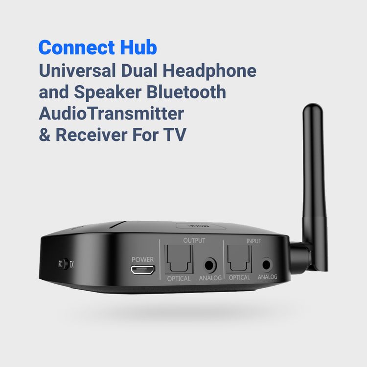 اوديو MEE - ربط المحور، جهاز إرسال واستقبال الصوت عبر البلوتوث ، اتصال بلوتوث مزدوج ، توصيل جهازين في وقت واحد ، طويل المدى يصل إلى 30 مترًا ، سهل - إعداد بمساعدة الصوت مع aptX LL / HD (أسود)