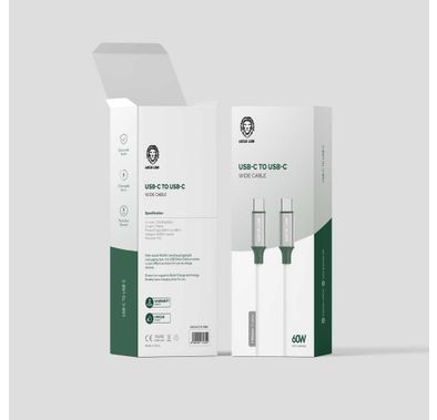 Green Lion PVC USB-C to Type-C Wide Cable  1M PD 60W - White